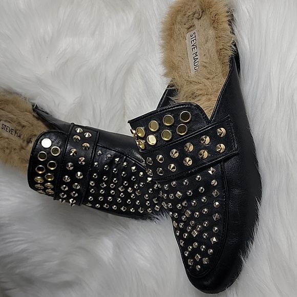 Steve Madden Jordan Black Studded Slides Mules Women’s Size 8M - Picture 3 of 14